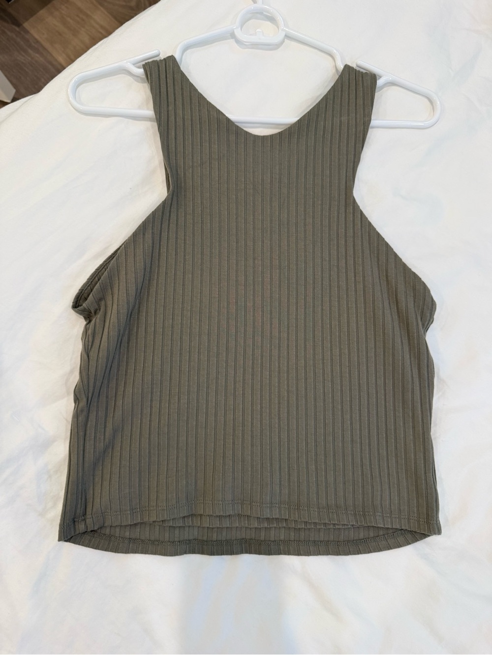 Bar III Olive Ribbed High-Neck Tank - Picture 2 of 3